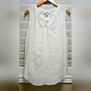 Magaschoni Sleevless Blouse Viscose Top  Ivory Size M